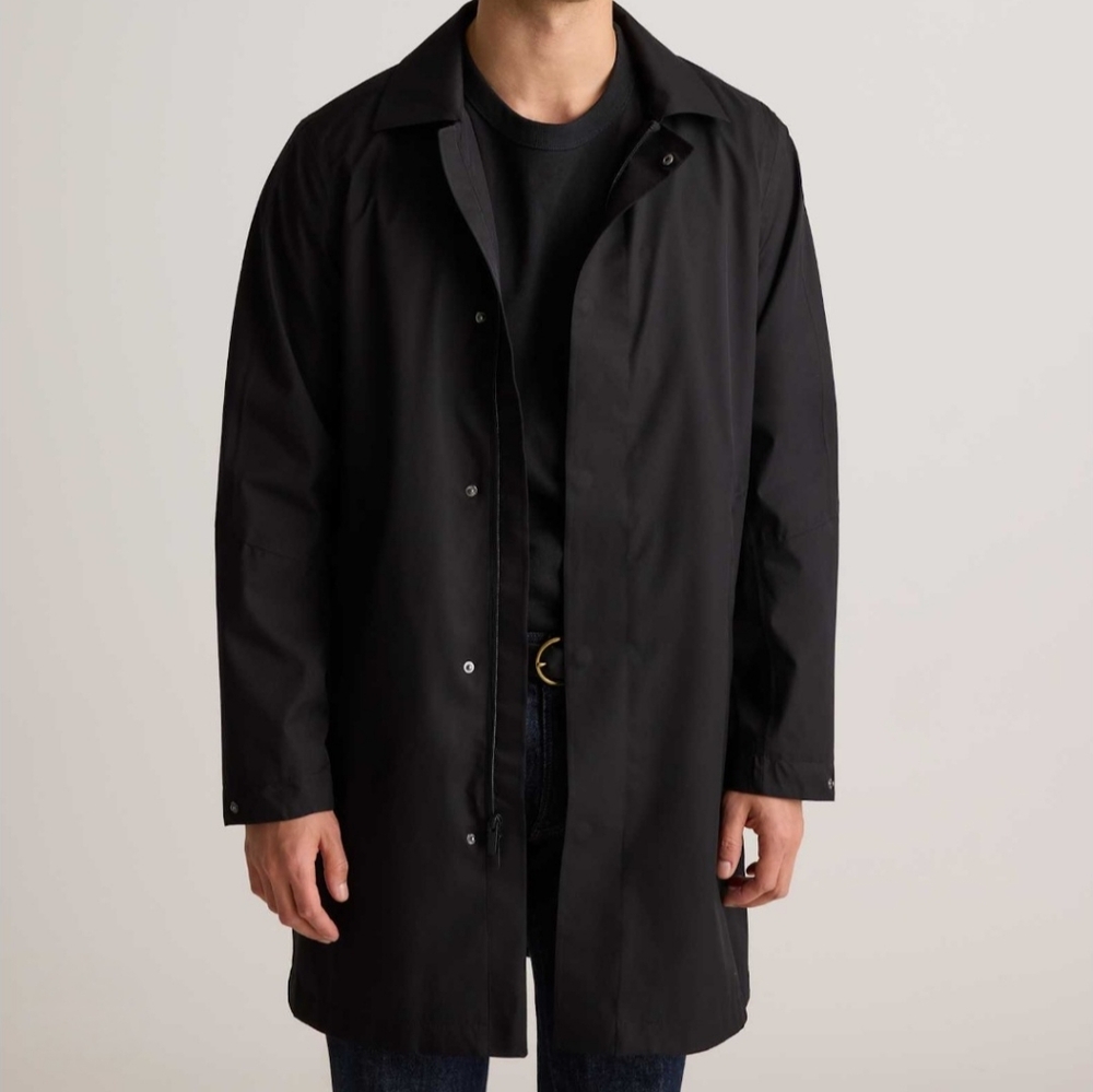 {DYNY} Men's Black Windproof Long Warm Jacket Wool lining (Large)